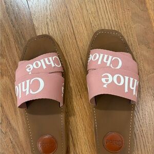 Chloe Pink and Brown Slide Sandals